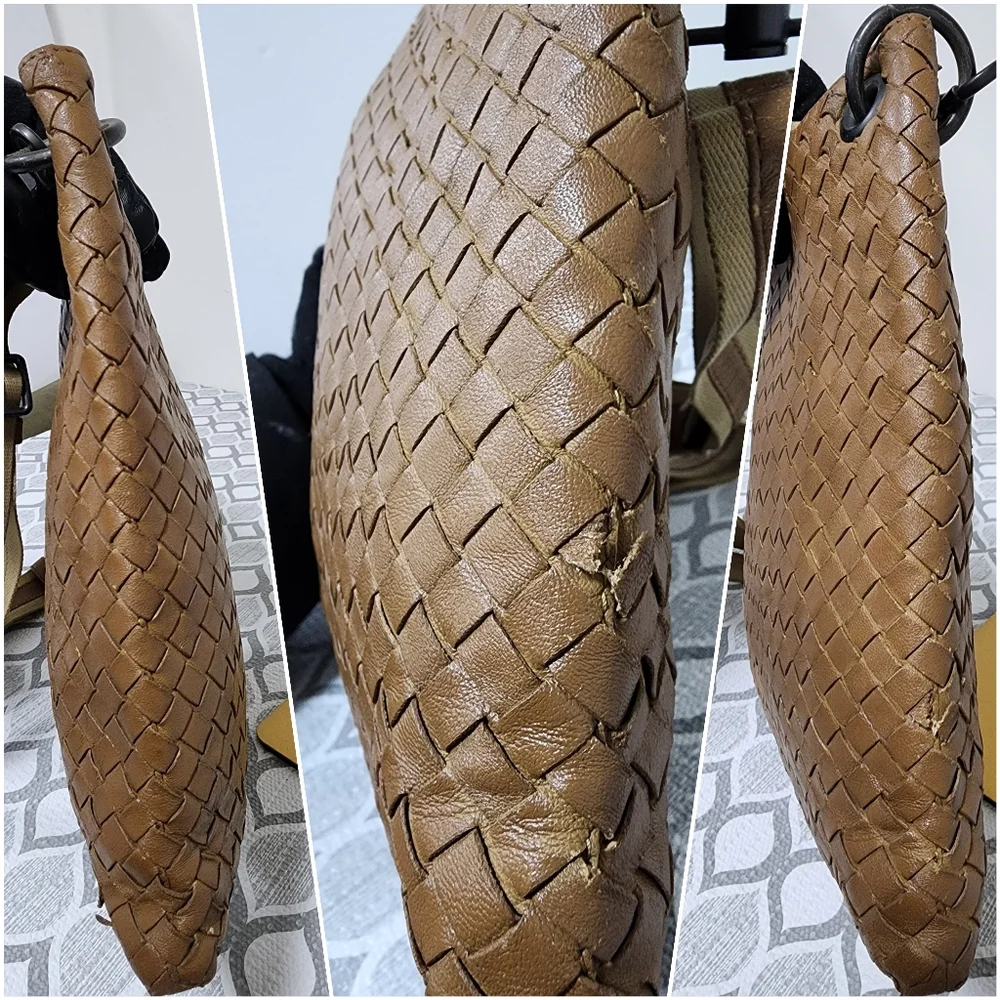 Bottega Veneta Intrecciato Messenger Bag Beige